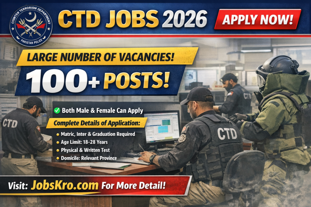 CTD Jobs 2026 | Counter Terrorism Department Vacancies | Apply Online Now